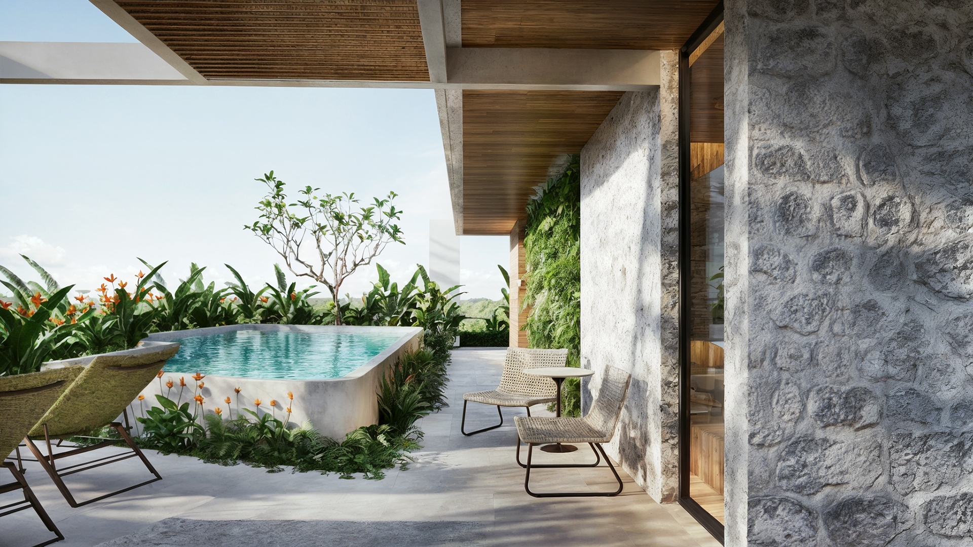 Varanda/terraço com vista para o jardim — ÁREAS COMUNS COLIN SCHROEDER