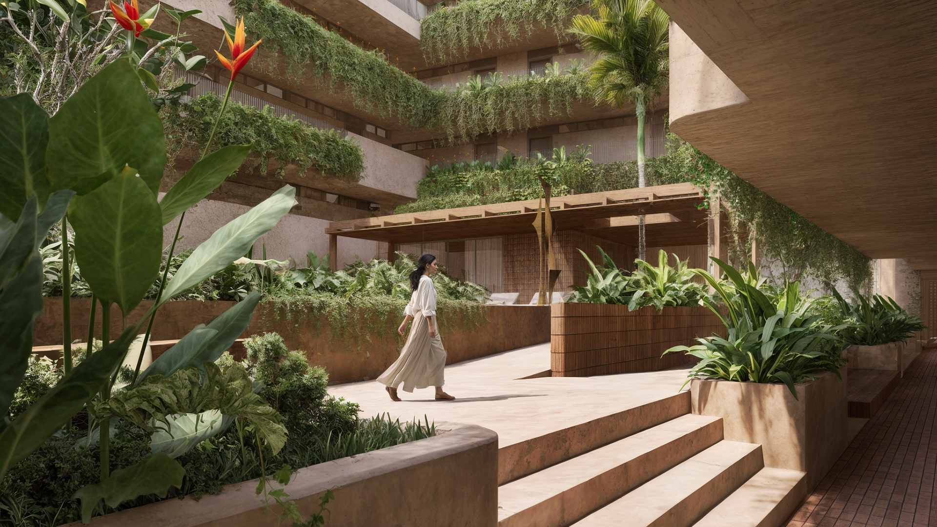 Área externa integrada ao jardim — Áreas Comuns TERRACOTA