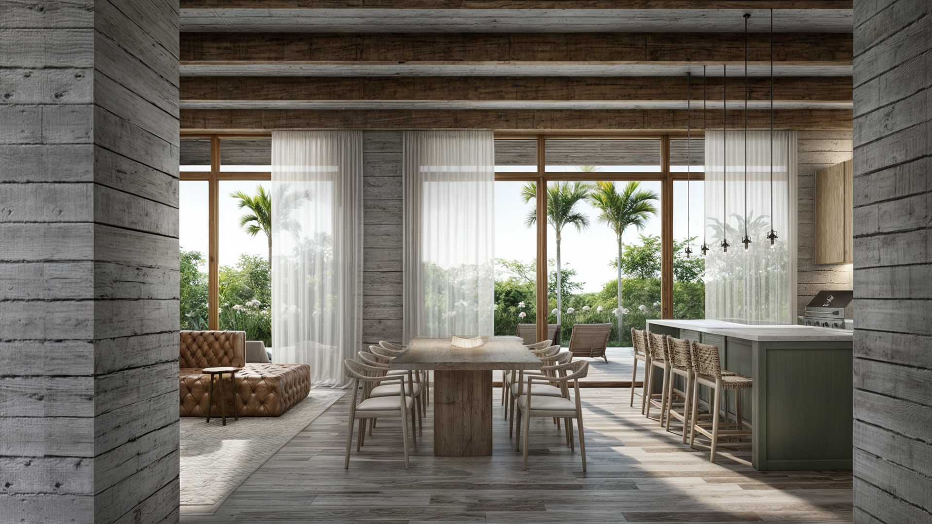Área da piscina e deck — casa COLÔNIA