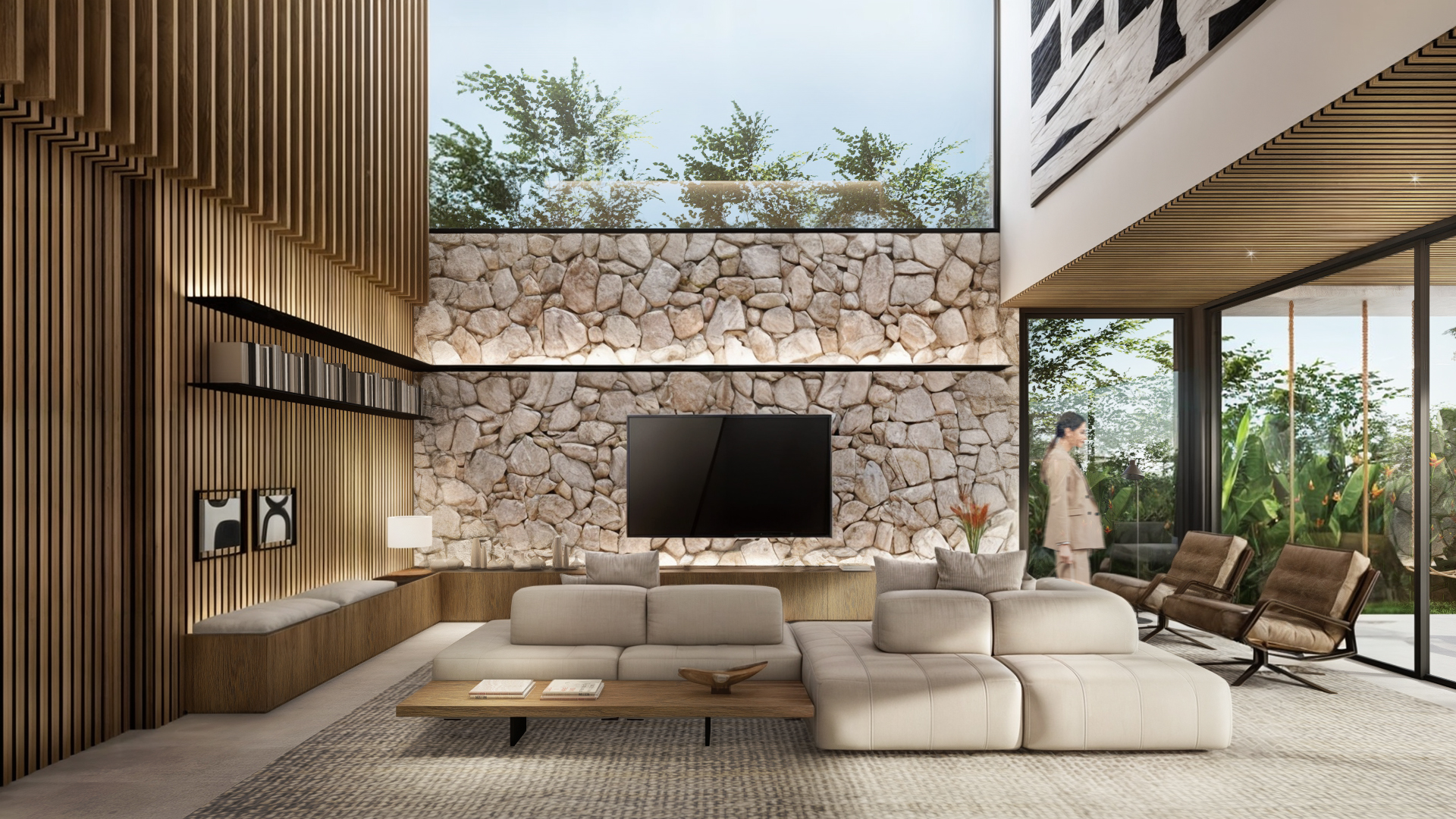 Área externa integrada ao jardim — casa QUINTAL DA PEDRA