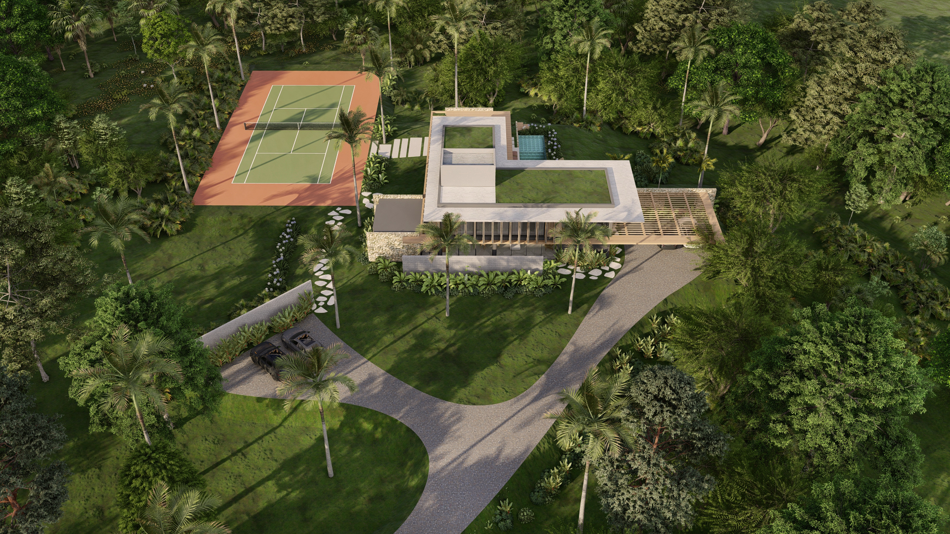 Área externa integrada ao jardim — Casa RATONES